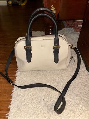 kate spade Cream and Black Leather Dome Satchel